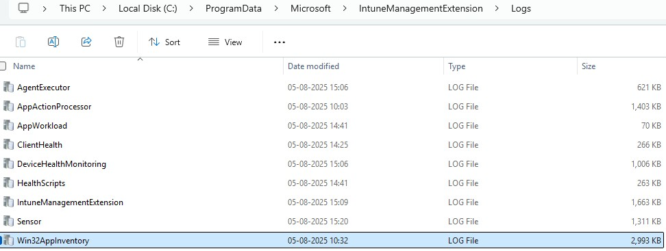 Liste des journaux de l’Intune Management Extension